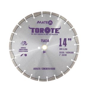 DISCO SEGMENTADO ASFALTO Y CONCRETO VERDE 14" ALTO RENDIMIENTO/ SERIE TOROTE